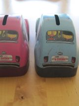 2 boites de biscuit la trinitaine forme voiture tirelire    