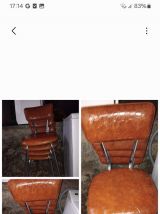 5 Chaise de cuisine vintage skai marron 