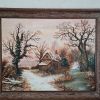 Tableau peinture à huile sur toile paysage d hiver