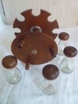 carrousel a condiments, sel, poivre, bois vintage