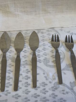lot de 6 couverts à poisson en inox  Vintage 