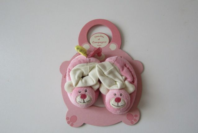 Doudou et Compagnie chaussons souris rose