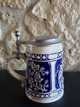 Chope à bière GERZ grès et étain