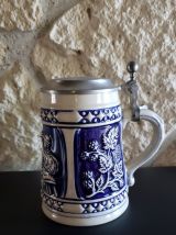 Chope à bière GERZ grès et étain