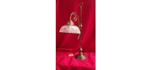 grande lampe 1900 laiton et abat jour verre  taillé  et opaq