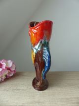 Pichet ou Vase en Forme de Poisson Coloré Style Vallauris
