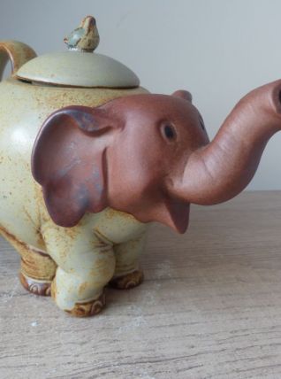 Vintage Authentique Théière Eléphant Zoomorphe en Grès Japon