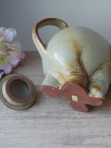 Vintage Authentique Théière Eléphant Zoomorphe en Grès Japon