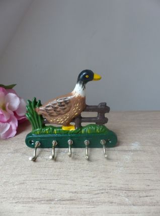 Porte-Clés Mural Canard en Fonte, Collection Canard