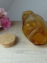 Pichet cruche zoomorphe chouette hibou en verre jaune
