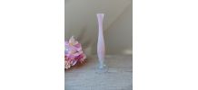 Vase Romantique Soliflore Rose en Opaline avec Pied Torsadé 