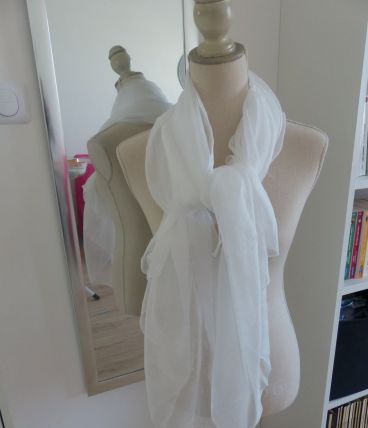 Grand Foulard ou Etole Blanche Fine