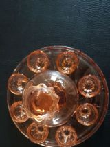 Service complet à liqueur en verre rose