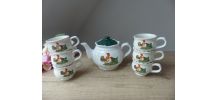 Service à café ou thé motif poule poussins coq vintage