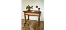Bureau bois massif enfant avec grand tiroir cannage