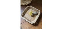 Lot de 3 plateaux en osier et bambou.