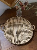 Lot de 3 plateaux en osier et bambou.