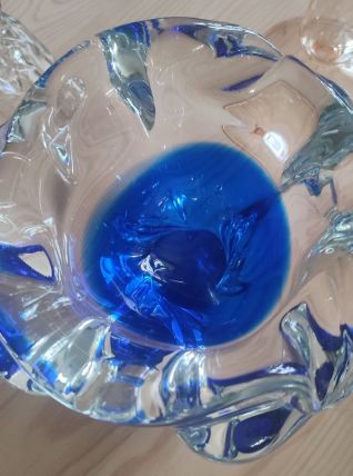 Vide-poche Murano dégradé blanc et bleu cobalt