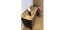 Commode campagnarde noire et bois 