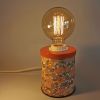 Lampe vintage chevet salon bureau boîte en fer "Fleur orange