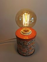 Lampe vintage chevet salon bureau boîte en fer "Fleur orange