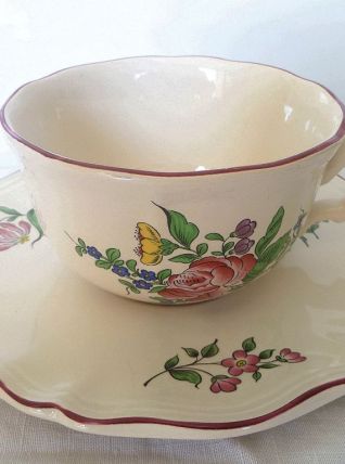  tasse à déjeuner avec soucoupe Faïence K.G Lunéville