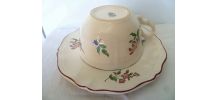  tasse à déjeuner avec soucoupe Faïence K.G Lunéville