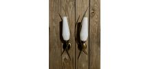 Ancienne Appliques laiton et verres année 60