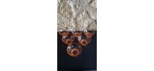 6 coupelles verre rose pied étoile