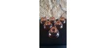 6 coupelles verre rose pied étoile
