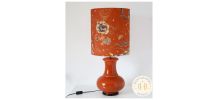 Lampe vintage pied en céramique et abat-jour imprimé