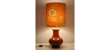 Lampe vintage pied en céramique et abat-jour imprimé