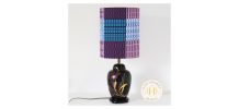 Lampe vintage vase chinois abat-jour ovale imprimé liberty