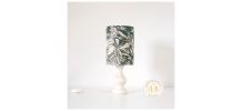 Petite lampe ancienne pied en marbre blanc et abat-jour impr