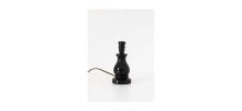 Petite lampe ancienne pied en bois laqué noir et abat-jour i