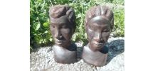 Bustes africains "Couple"  ébène, vintage