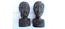 Bustes africains "Couple"  ébène, vintage