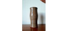 Vase vintage diabolo en grès émaillé signé