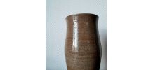 Vase vintage diabolo en grès émaillé signé