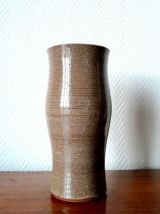 Vase vintage diabolo en grès émaillé signé