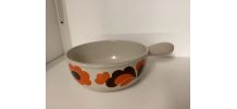 Poêlon Le Creuset orange à fleurs ,vintage 70 s