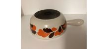Poêlon Le Creuset orange à fleurs ,vintage 70 s