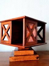 Petite bibliothèque tournante à poser vintage en teck