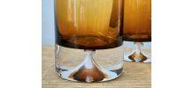 Service verres vintage goutte ambré 1970 