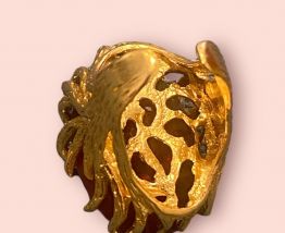 Grosse Bague vintage en laiton semi précieuse 
