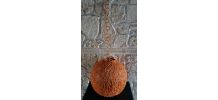 Suspension boule orange ficelle et rotin 1970