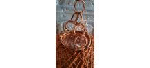 Suspension boule orange ficelle et rotin 1970