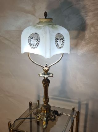 lampe bronze de bureau  fin 19eme siecle1880 avec opaline  4
