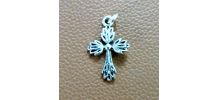 Ancienne petite Croix Catholique Pendentif en Métal Argenté