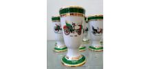 Service de mazagrans voitures anciennes en porcelaine